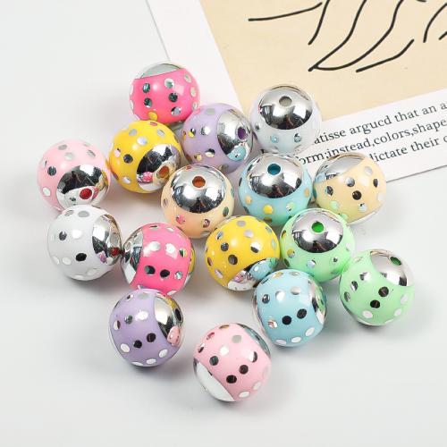 Plated Acrylic Beads Round DIY mixed colors Sold By Bag