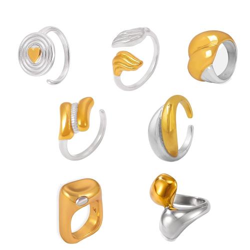 Stainless Steel Finger Ring 304 Stainless Steel plated  & for woman & two tone Sold By PC