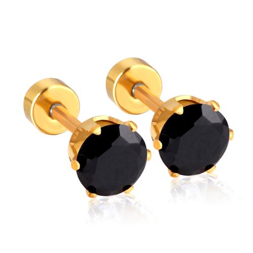 Stainless Steel Stud Earrings 304 Stainless Steel with Cubic Zirconia plated fashion jewelry & for woman Sold By PC