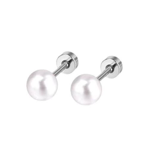 Pendientes de Acero Inoxidable, acero inoxidable 304, con Perlas plásticas, chapado, Joyería & diverso tamaño para la opción & para mujer, más colores para la opción, Vendido por UD