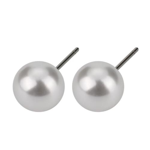 Roestvrij staal Stud Earrings, Plastic Pearl, met 316 Roestvrij staal, mode sieraden & verschillende grootte voor keus & voor vrouw, Verkocht door PC