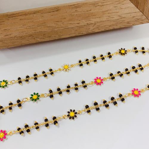 Decorative Beaded Chain Brass with Plastic Vacuum Ion Plating DIY & enamel mixed colors nickel lead & cadmium free Sold By Bag