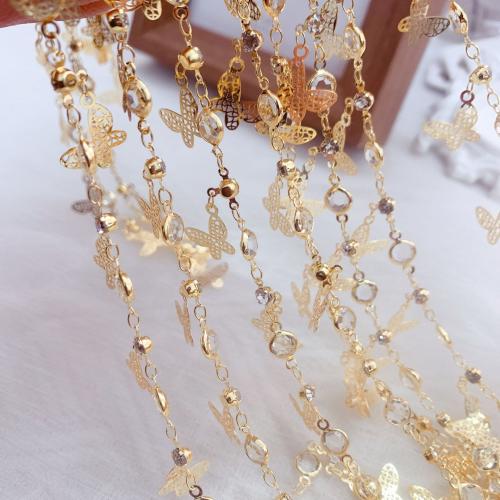 Decorative Beaded Chain Brass with Cubic Zirconia Vacuum Ion Plating DIY mixed colors nickel lead & cadmium free Sold By Bag