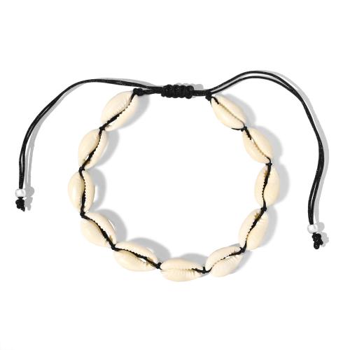 Shell anklet, med Knude ledning, håndlavet, Unisex & justerbar, flere farver til valg, Længde Ca. 7-15.7 inch, Solgt af PC