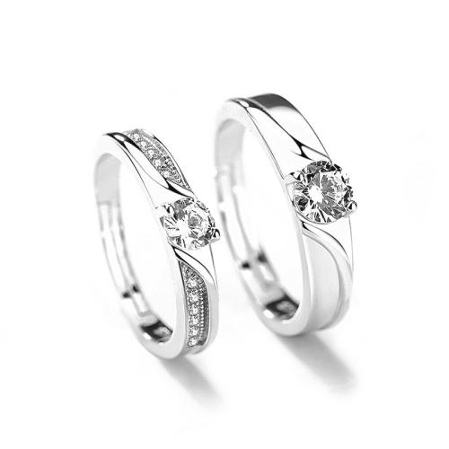 argent sterling 925 Couple Anneau, styles différents pour le choix & pour le couple & avec strass, Taille:6-10, Vendu par PC