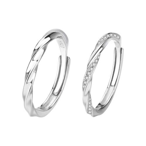 925 Sterling Zilver paar Ring, verstelbaar & verschillende stijlen voor de keuze & voor paar & met strass, Maat:6-10, Verkocht door PC