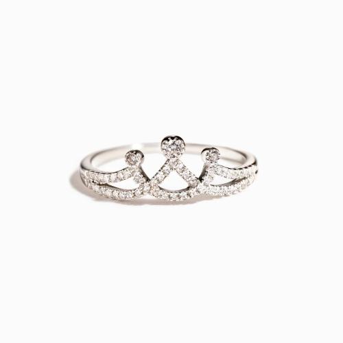 925 Sterling Zilver Manchet Finger Ring, Kroon, voor vrouw & met strass, meer kleuren voor de keuze, Maat:6-8, Verkocht door PC