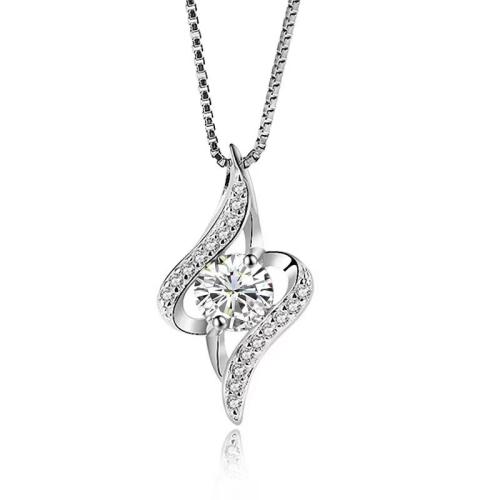 argent sterling 925 collier, Plaqué de platine, pour femme & avec strass, plus de couleurs à choisir, Longueur Environ 16 pouce, Vendu par PC