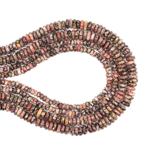 Gemstone Jewelry Beads Leopard Skin Stone Flat Round DIY red Sold Per Approx 38 cm Strand