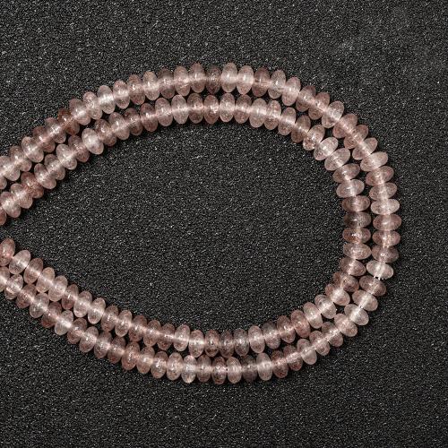 Naturlige kvarts smykker perler, Strawberry Quartz, Flad Rund, du kan DIY, lyserød, 2x4mm, Solgt Per Ca. 38 cm Strand