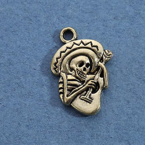 Zinklegering Skull Hangers, Zinc Alloy, Schedel, antiek brons plated, DIY, nikkel, lood en cadmium vrij, 13x22mm, Ca 100pC's/Bag, Verkocht door Bag