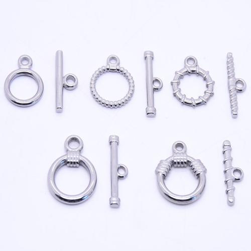 RVS Toggle sluiting, 304 roestvrij staal, silver plated, DIY & verschillende ontwerpen voor de keuze, zilver, 100paren/Bag, Verkocht door Bag