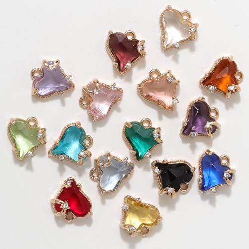 Cubic Zirkonia (CZ) Messing Anhänger, Herz, goldfarben plattiert, DIY & Micro pave Zirkonia, keine, frei von Nickel, Blei & Kadmium, 10x10mm, 50PCs/Tasche, verkauft von Tasche