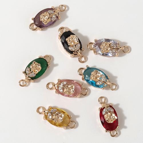 Zircon cubique Micro Pave laiton Connecteur, Placage de couleur d'or, DIY & pavé de micro zircon, plus de couleurs à choisir, protéger l'environnement, sans nickel, plomb et cadmium, 8x19mm, 50PC/sac, Vendu par sac