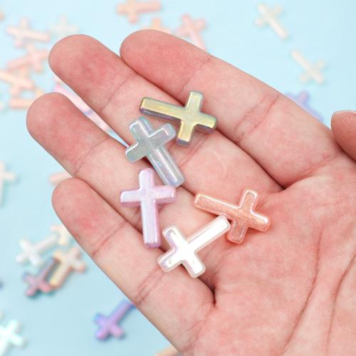 Plated Acrylic Beads Cross DIY mixed colors Approx 1.8mm Sold By Bag