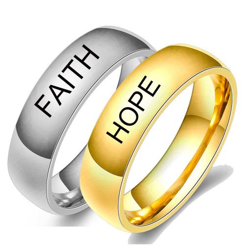 Titanium Steel Finger Ring plated  & with letter pattern & for woman US Ring Sold By PC