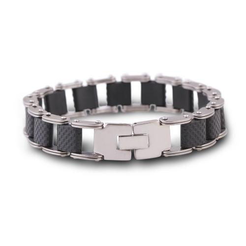 Titanium Staal Armband, met Silicone, mode sieraden & voor de mens, Lengte Ca 8.5 inch, Verkocht door PC