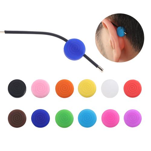 silicone Plat rond, anti-dérapage & double trou, plus de couleurs à choisir, 8mm, Environ 100pairescouple/sac, Vendu par sac