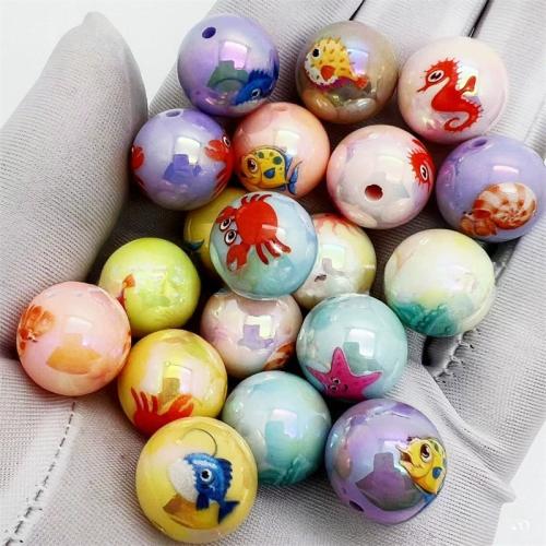 Acrylic Jewelry Beads Round printing DIY mixed colors Approx 2.8mm Approx Sold By Bag