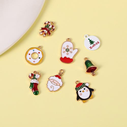 Zinc Alloy Christmas Pendants KC gold color plated Christmas Design & DIY & enamel nickel lead & cadmium free Approx Sold By Bag