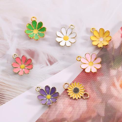 Zinc Alloy Enamel Pendants Flower gold color plated DIY nickel lead & cadmium free Approx Sold By Bag