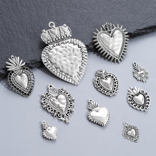 Zinc Alloy Heart Pendler, antik sølv farve forgyldt, du kan DIY & forskellig størrelse for valg, flere farver til valg, nikkel, bly & cadmium fri, Ca. 100pc'er/Bag, Solgt af Bag