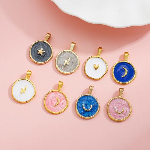 Zinc Alloy Enamel Pendants gold color plated DIY nickel lead & cadmium free Approx Sold By Bag