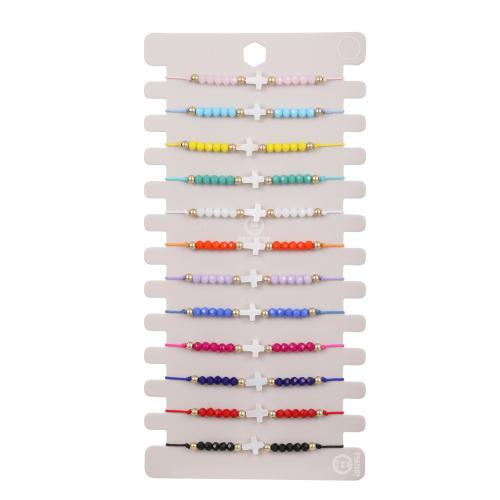 Bijoux bracelets de mode, Cordon de noeud, avec coquille, fait à la main, 12 pièces & Réglable & bijoux de mode & unisexe, couleurs mélangées, Longueur Environ 18-26 cm, Vendu par fixé