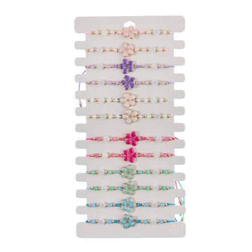 Bijoux bracelets de mode, alliage de zinc, avec Cordon de noeud & verre, fleur, sans élastique, Réglable & pour femme, protéger l'environnement, sans nickel, plomb et cadmium, Longueur 28 cm, Vendu par fixé