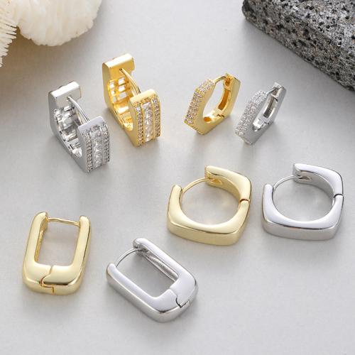 Brass Huggie Hoop Earring plated & for woman & with rhinestone nickel lead & cadmium free Sold By Pair