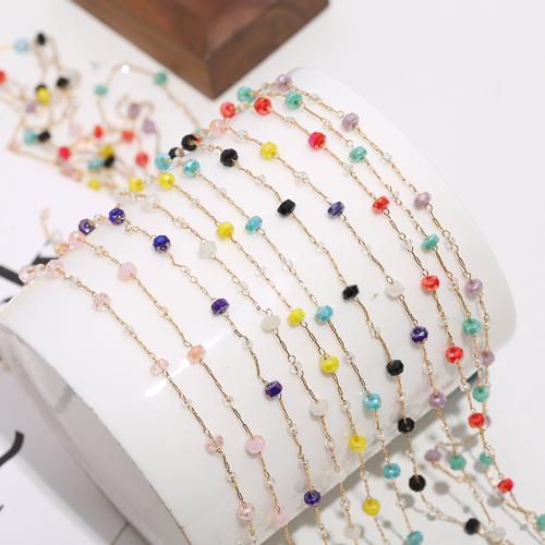 Decorative Beaded Chain 304 Stainless Steel with Glass plated DIY Sold By Bag