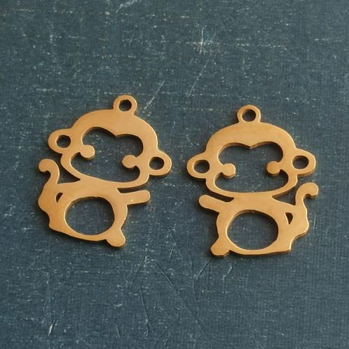 Titanium Steel Pendants Monkey plated DIY Sold By Bag