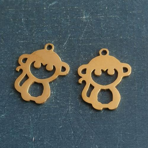 Titanium Steel Pendants Monkey plated DIY Sold By Bag