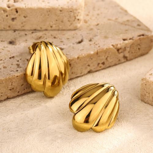 Stainless Steel Stud Earrings 304 Stainless Steel plated fashion jewelry & for woman golden Sold By Pair