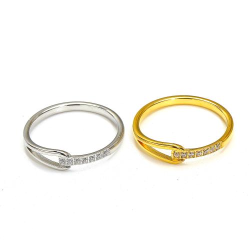 Rhinestone Stainless Steel Finger Ring 304 Stainless Steel Vacuum Ion Plating & for woman & with rhinestone Sold By PC