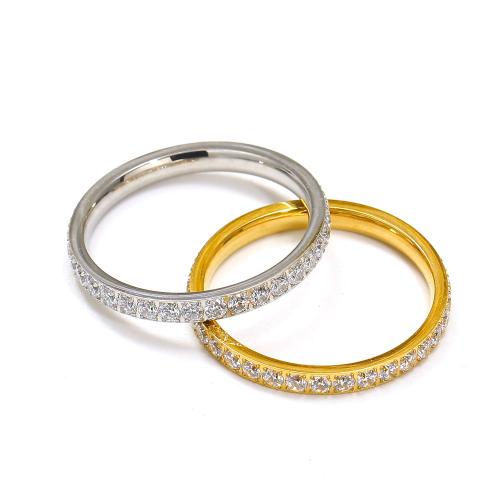 Rhinestone Stainless Steel Finger Ring 304 Stainless Steel Vacuum Ion Plating & for woman & with rhinestone Sold By PC