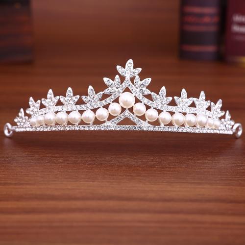 Tiaras, liga de zinco, with Concha de resina, banhado, para mulher & com strass, 145x45mm, vendido por PC