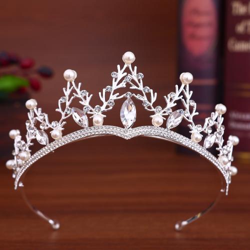 Tiaras, Sinc Alloy, le Pearl Plaisteacha, plátáilte, do bhean & le rhinestone, 55x300mm, Díolta De réir PC