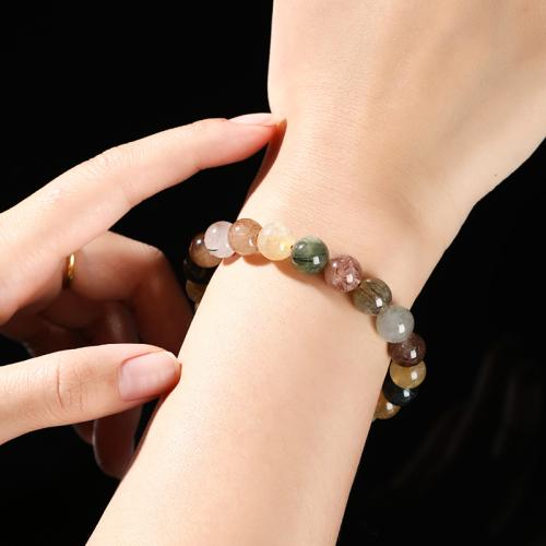 Rutilated Quartz Bracelet Round handmade natural & folk style & Unisex multi-colored Grade AAAA Length Approx 6-7.5 Inch Sold By PC