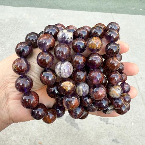 quartzo fantasma pulseira, Roda, polido, natural & estilo folk & unissex, roxo, Grade AAAAA, beads length 15-16mm, comprimento Aprox 7.5 inchaltura, vendido por PC