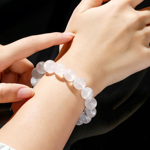 Phantom Quartz Bracelet Round handmade natural & Unisex white Grade AAAAA Length Approx 6-7.5 Inch Sold By PC