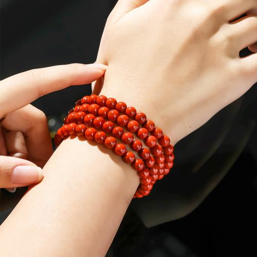 Yunnan Red Agate Armband, Rund, handgjord, flerskikts & naturliga & Unisex, beads length 6-7mm, Längd Ca 24 inch, Säljs av PC