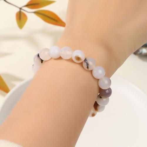 Agate bracelet, Rond, fait à la main, naturel & unisexe, beads length 10mm, Longueur Environ 6-6.5 pouce, Vendu par PC