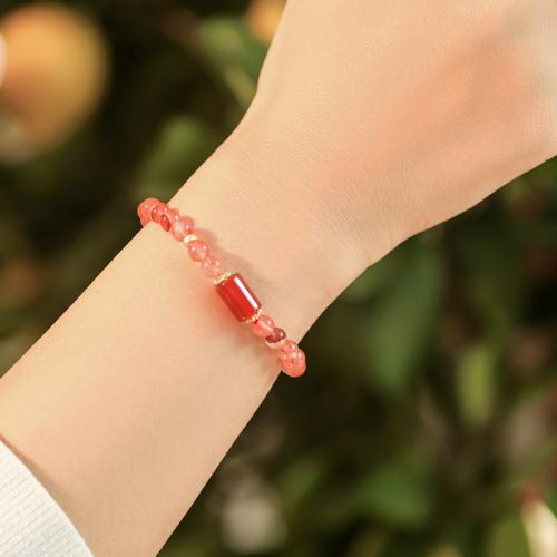 Yunnan agate rouge bracelet, avec laiton, fait à la main, naturel & styles différents pour le choix & pour femme, beads length 6mm, Longueur Environ 6 pouce, Vendu par PC