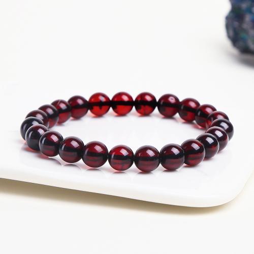 Amber Bracelet Round handmade natural & Unisex blood red Length Approx 6 Inch Sold By PC