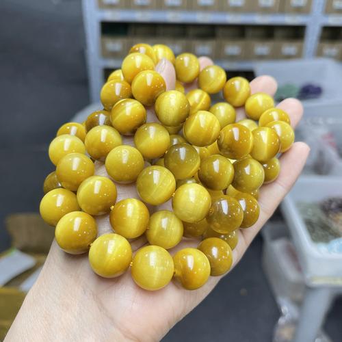 Tiger Eye Bracelet Round handmade natural & Unisex gold Length Approx 6-8 Inch Sold By PC