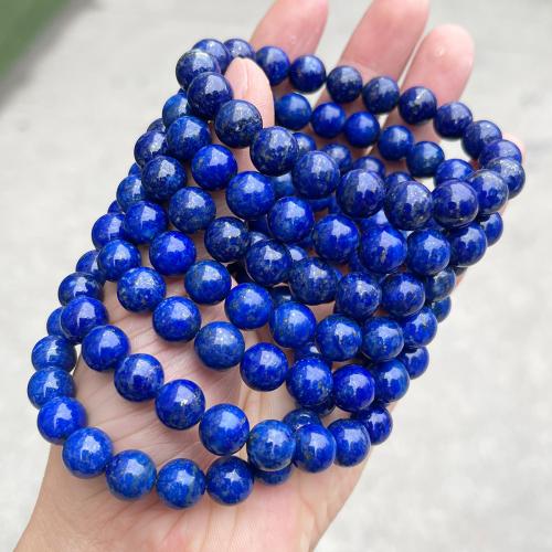 Lapis Lazuli Bracelet Round handmade natural & Unisex Grade AAAAAA Length Approx 6-7 Inch Sold By PC