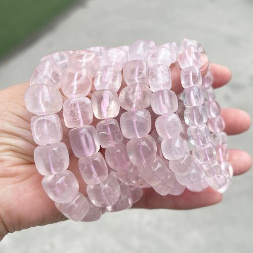 Rose Quartz Armbånd, Square, håndlavet, naturlige & Unisex & forskellig størrelse for valg, Længde Ca. 6-7 inch, Solgt af PC