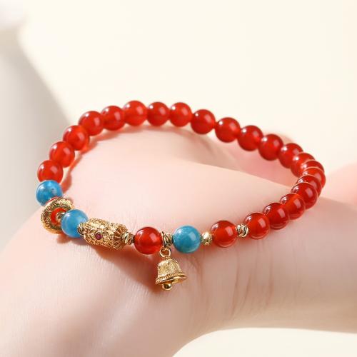 agate rouge bracelet, avec laiton, fait à la main, naturel & différents matériaux pour le choix & pour femme, Longueur Environ 6-7 pouce, Vendu par PC