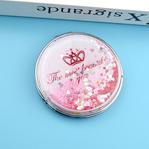 Acrylic Cosmetic Mirror with PU Leather & Glass Mini & for woman Sold By PC